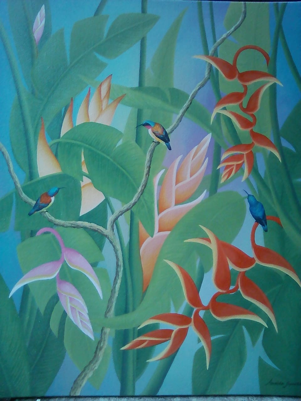 Flowers with Birds 54 by Anushka Jayasekara