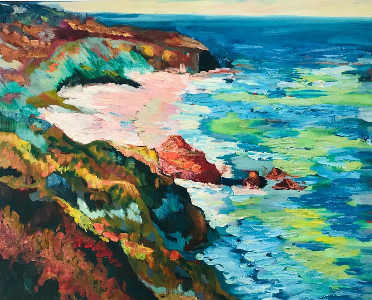 The sea and the red cliffs by Thilini De Simon