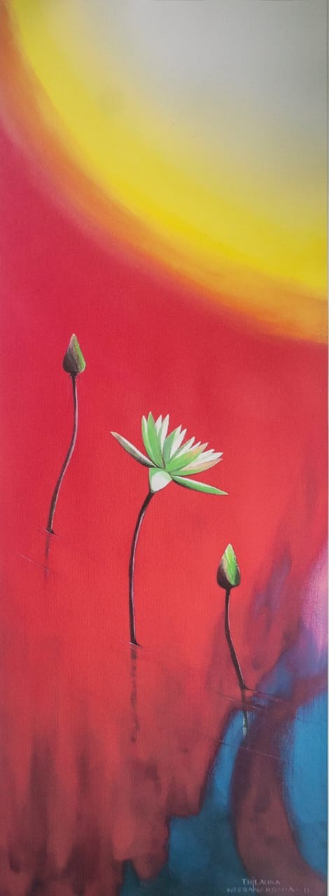 Lotus Flower-Red Background by Thilanka Weerawardana