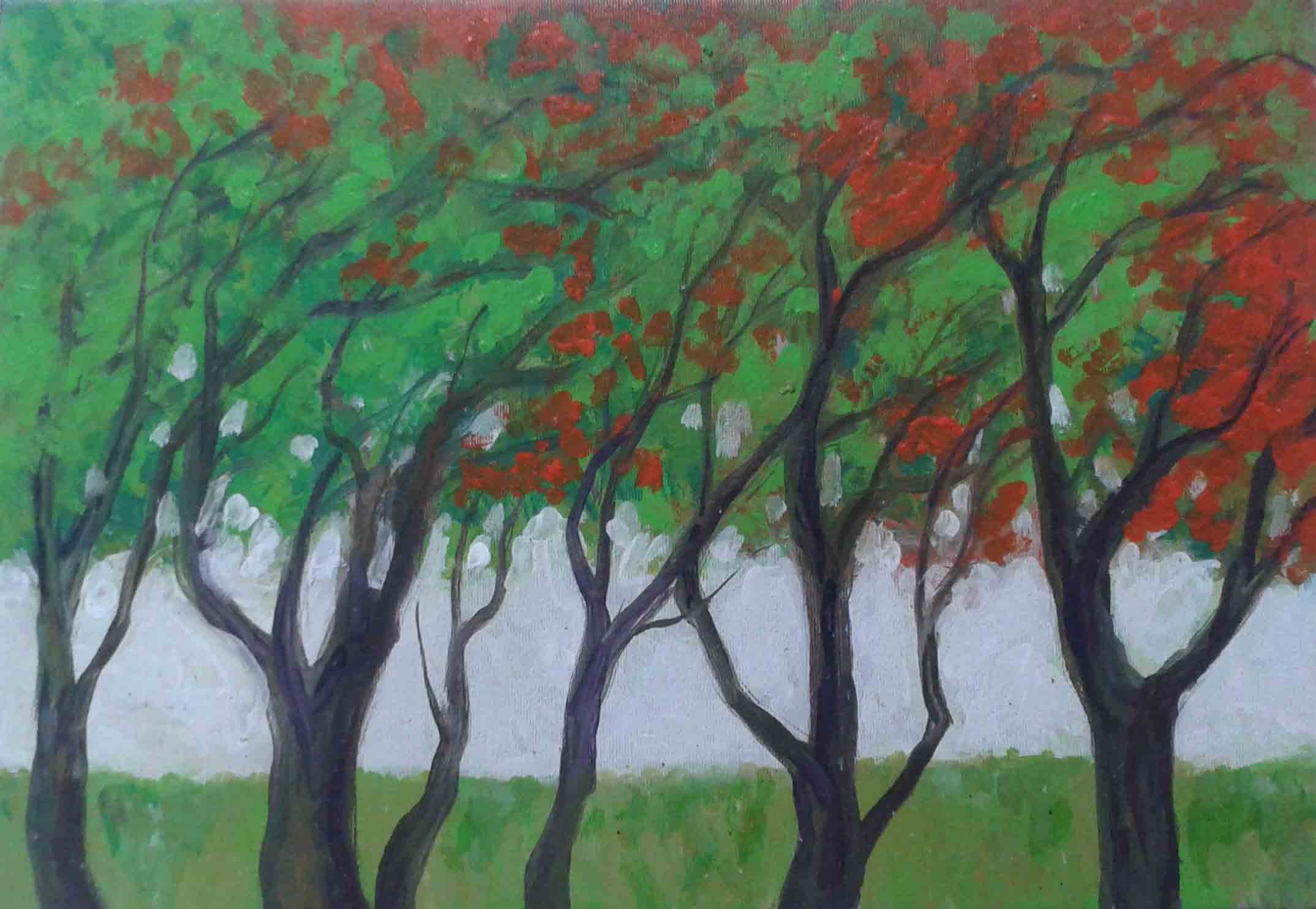 Red trees by Wasantha Namaskara