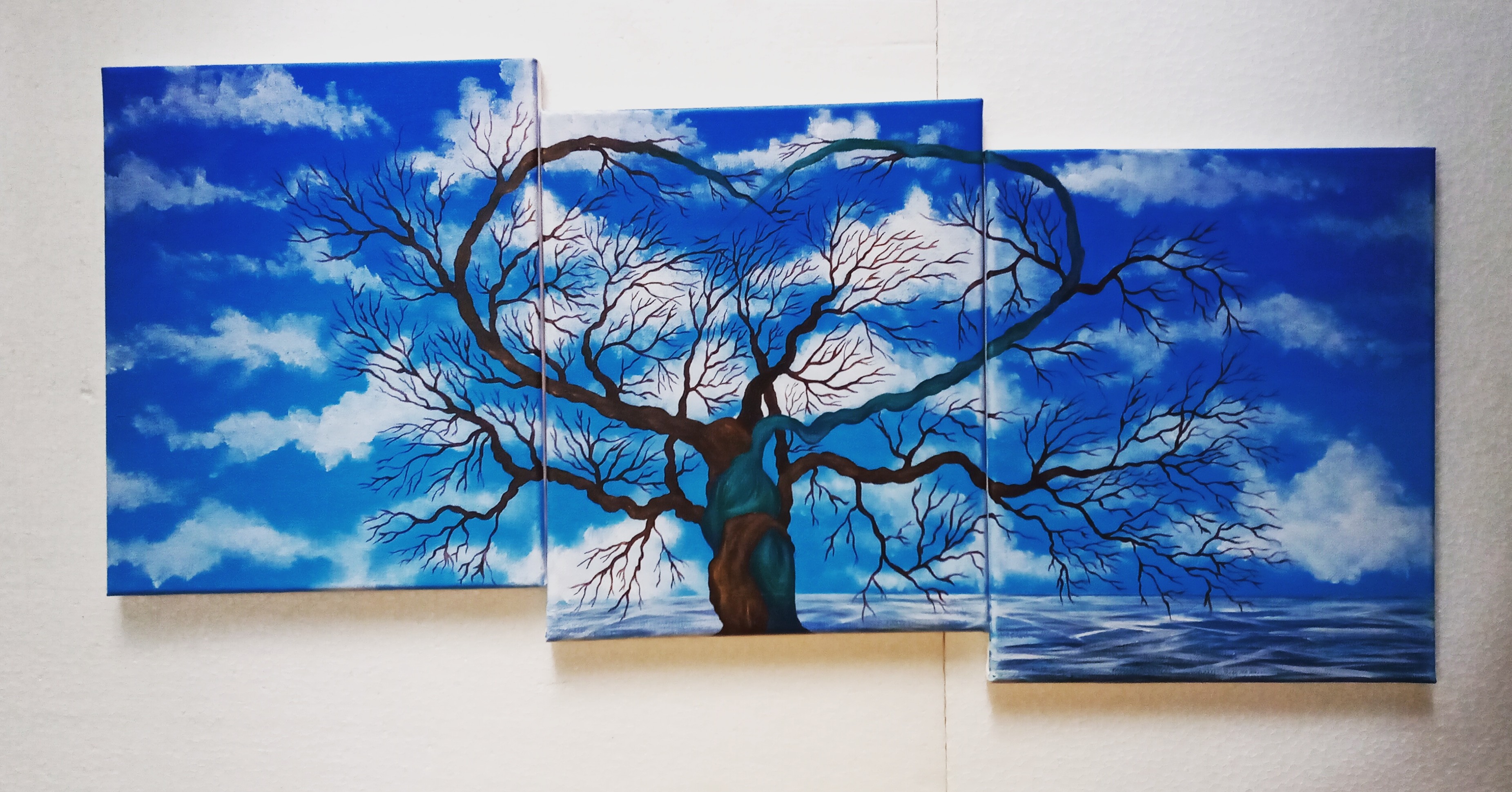 Nature scenery on 3canvas board by Hasna Musawvir