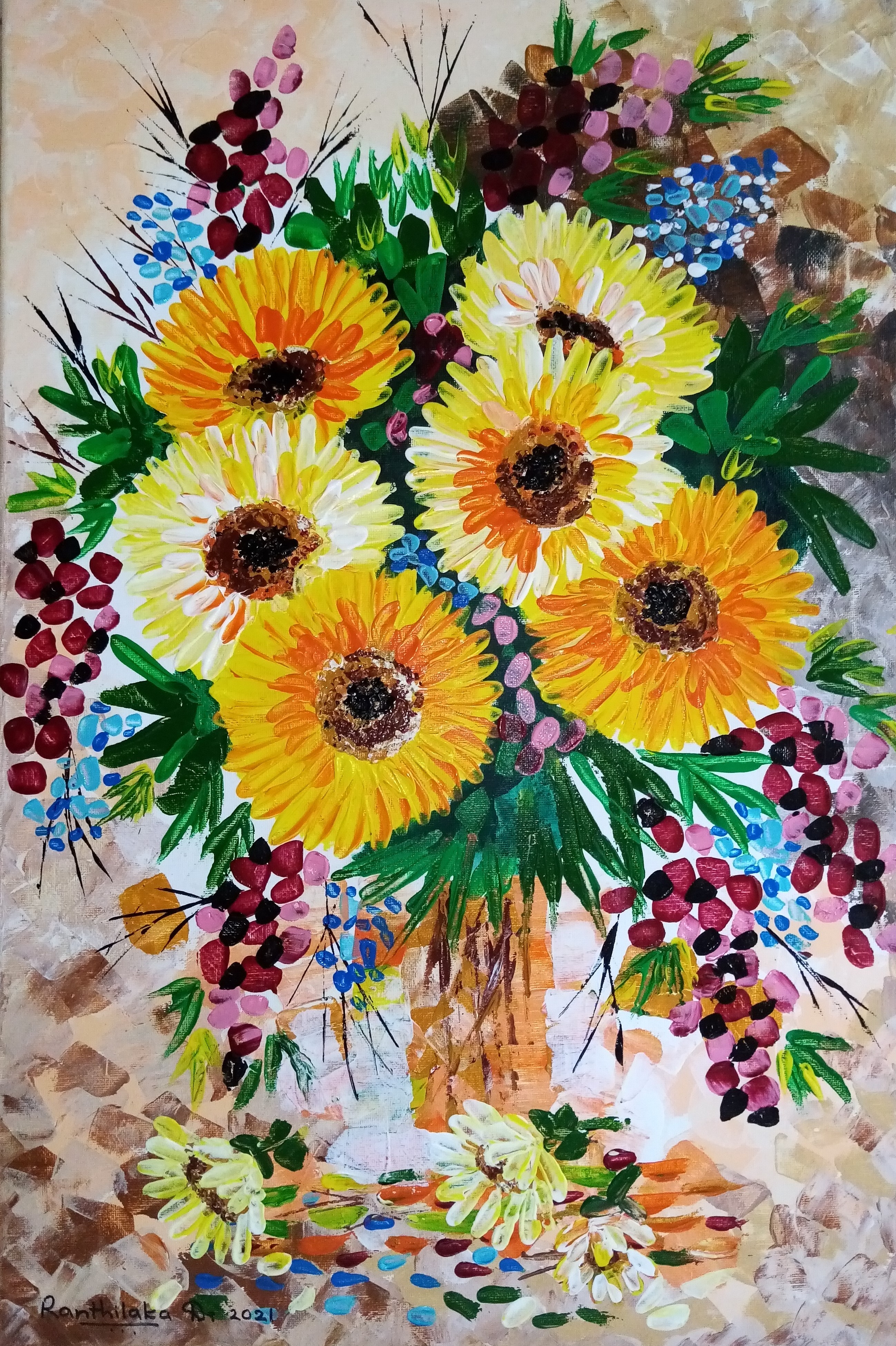 sun flowers by Ranthilaka Ranawaka