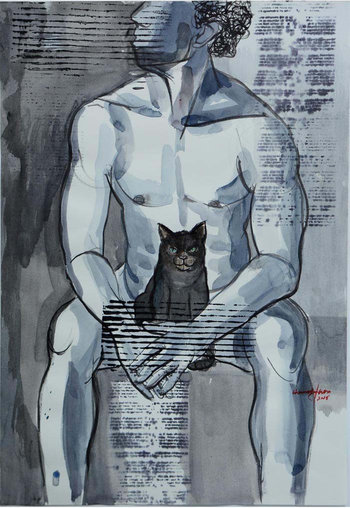 A  MAN  WITH CAT by Chammika Jayawardena