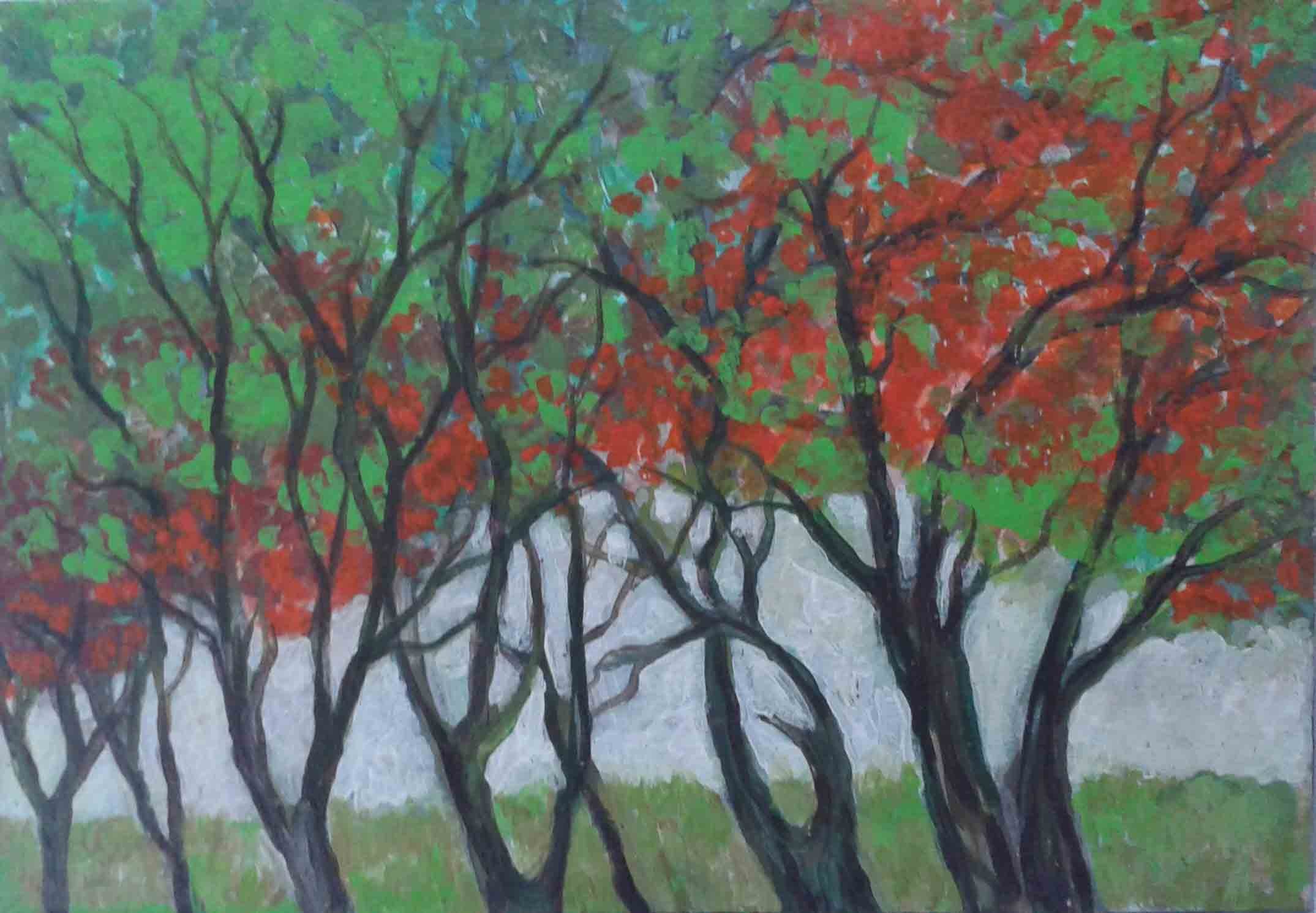 Red trees by Wasantha Namaskara