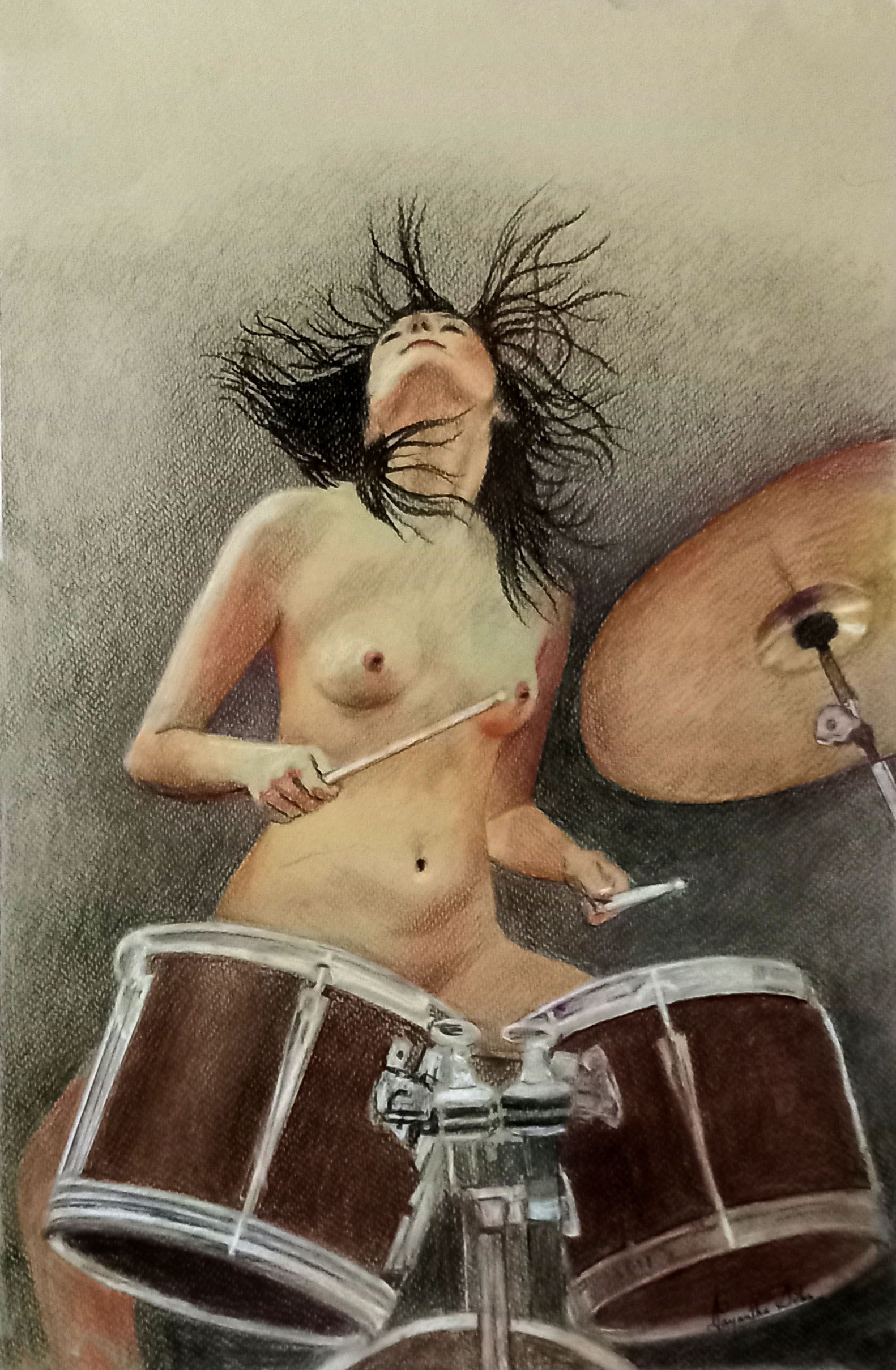 Nude Drummer by Jayantha Silva