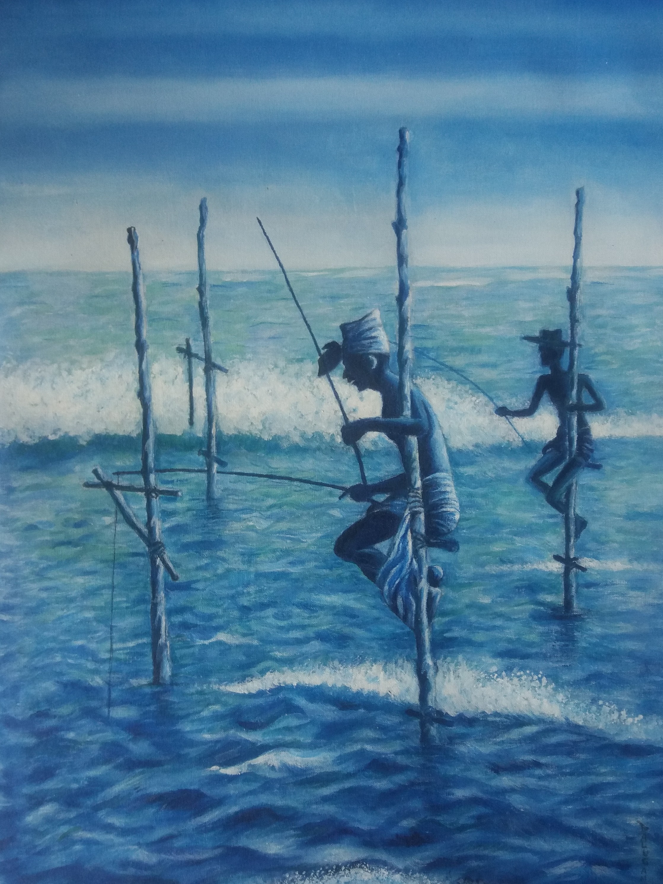 blue Fisherman by Nandasena Dalugama