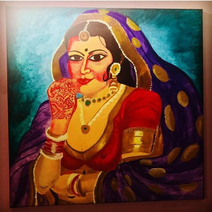 Indian Lady Painting by Chamath Thennakoon