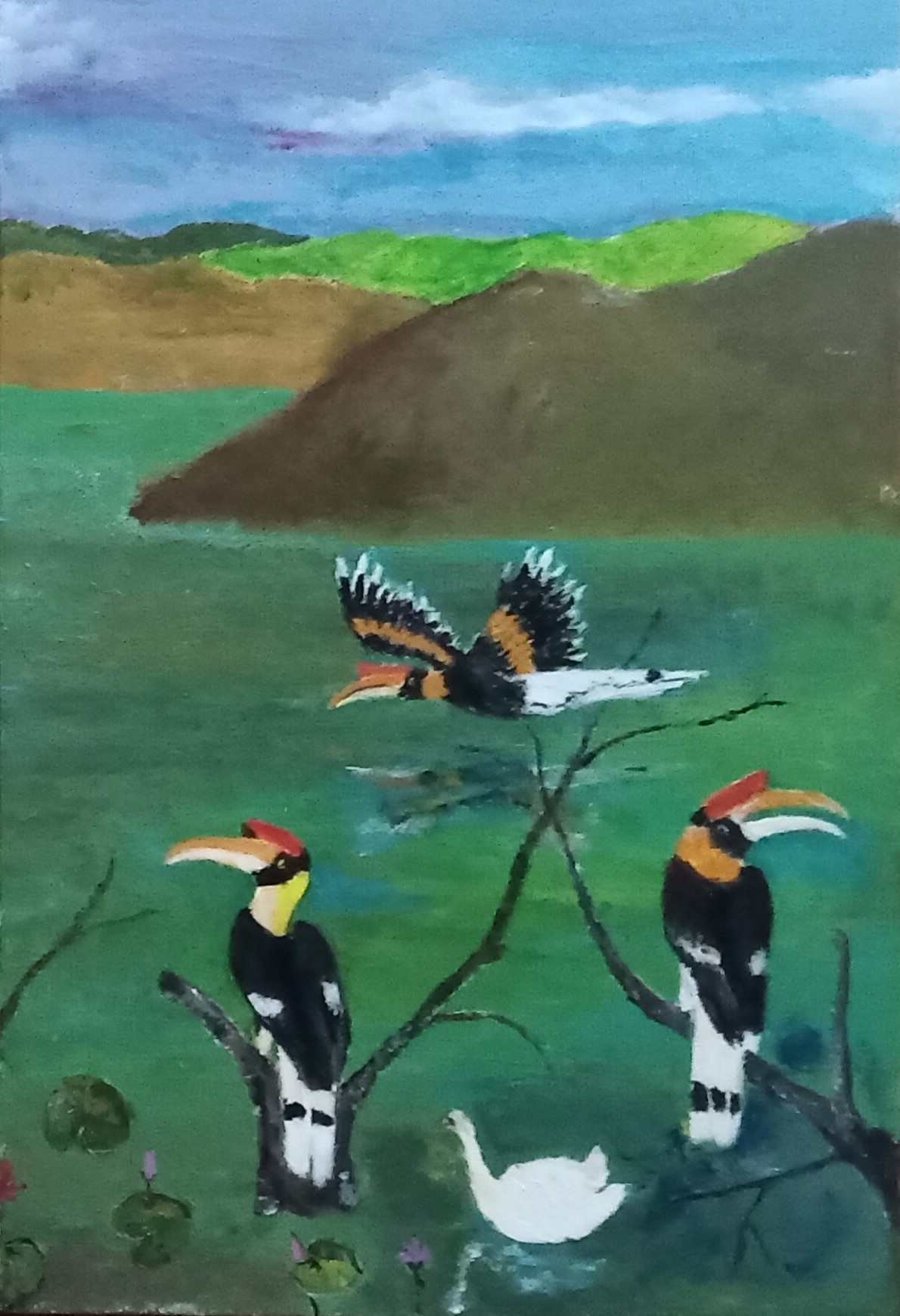 Imaginary Lake/Mountains & Birds by Simpson David