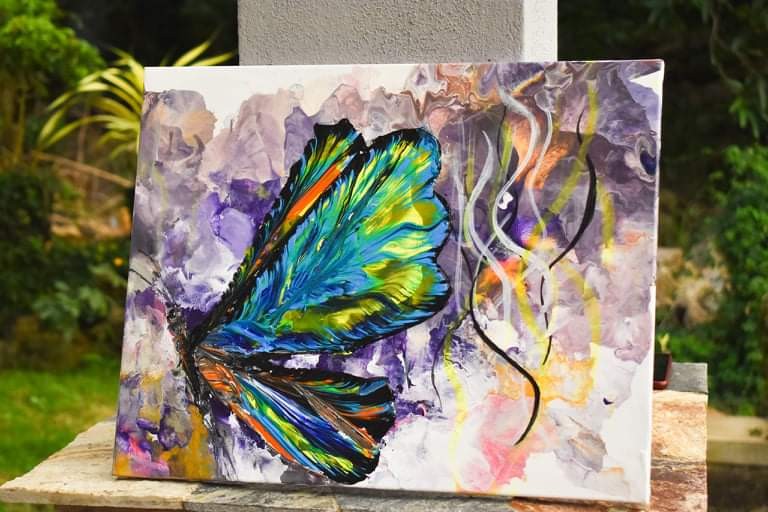 Butterfly painting on canvas by Erandi Manchanayake