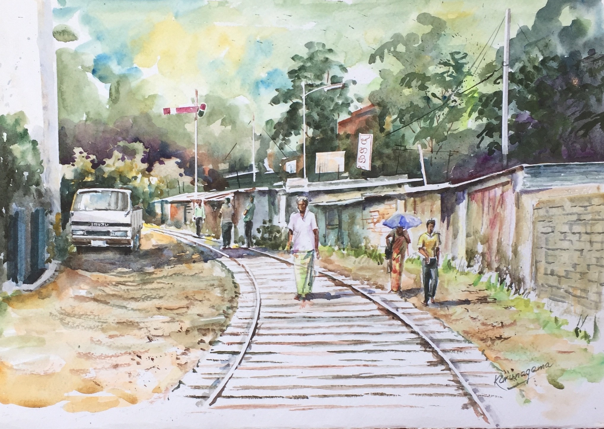 Behind the station road by Sarath Karunagama