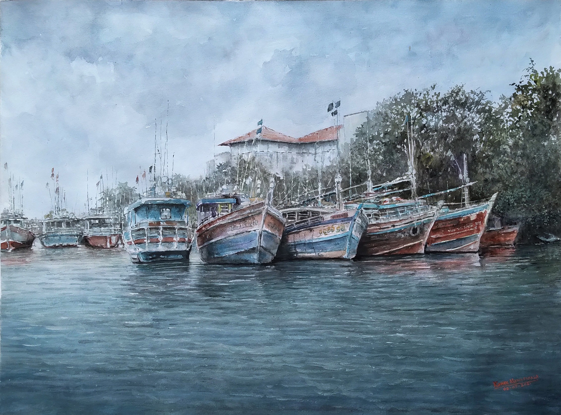 BOATS-NEGOMBO-NEAR-DUTCH-CANAL by RUWAN MAHINDAPALA