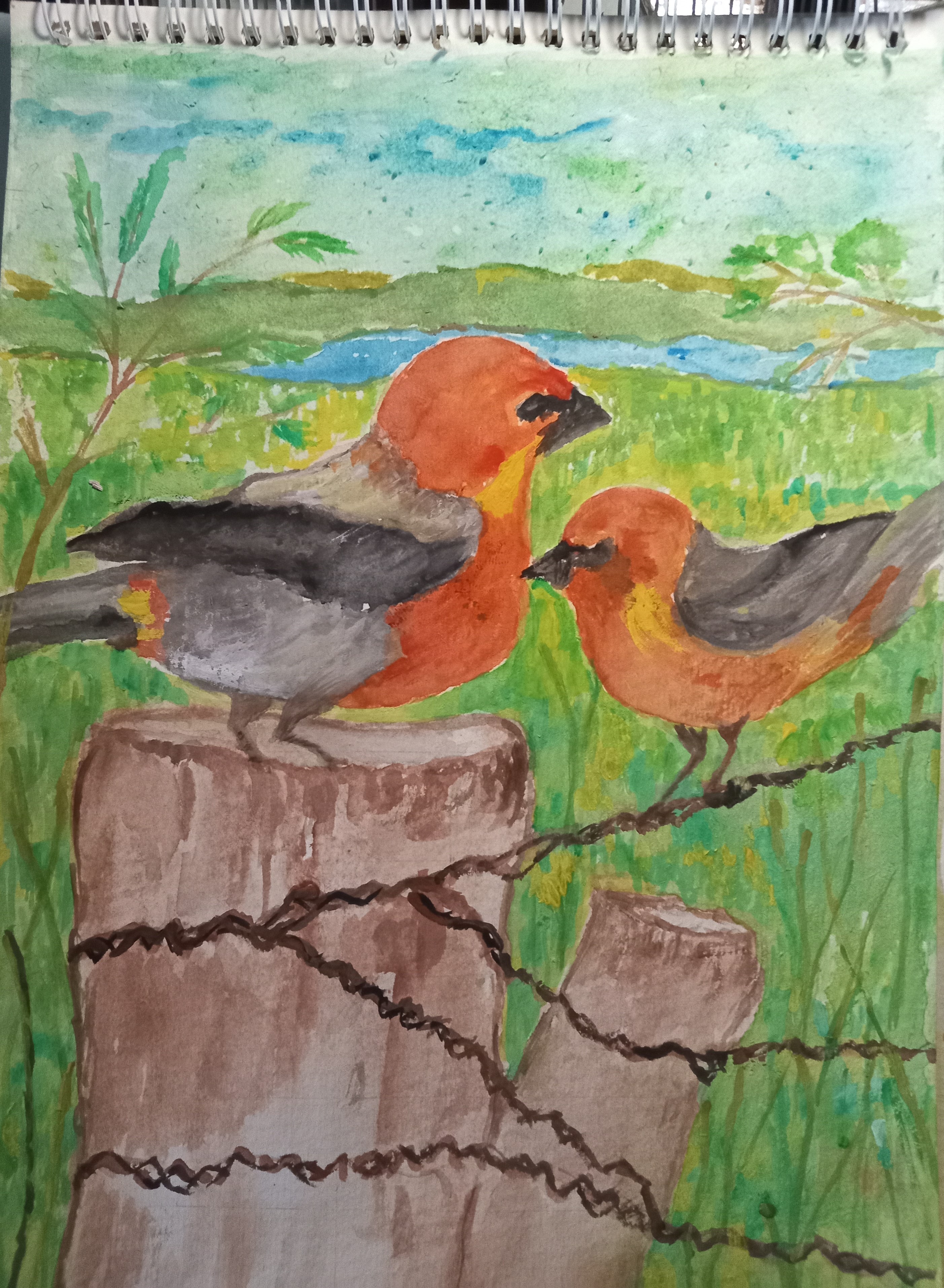 Pair  of Color Ful Birds by Simpson David