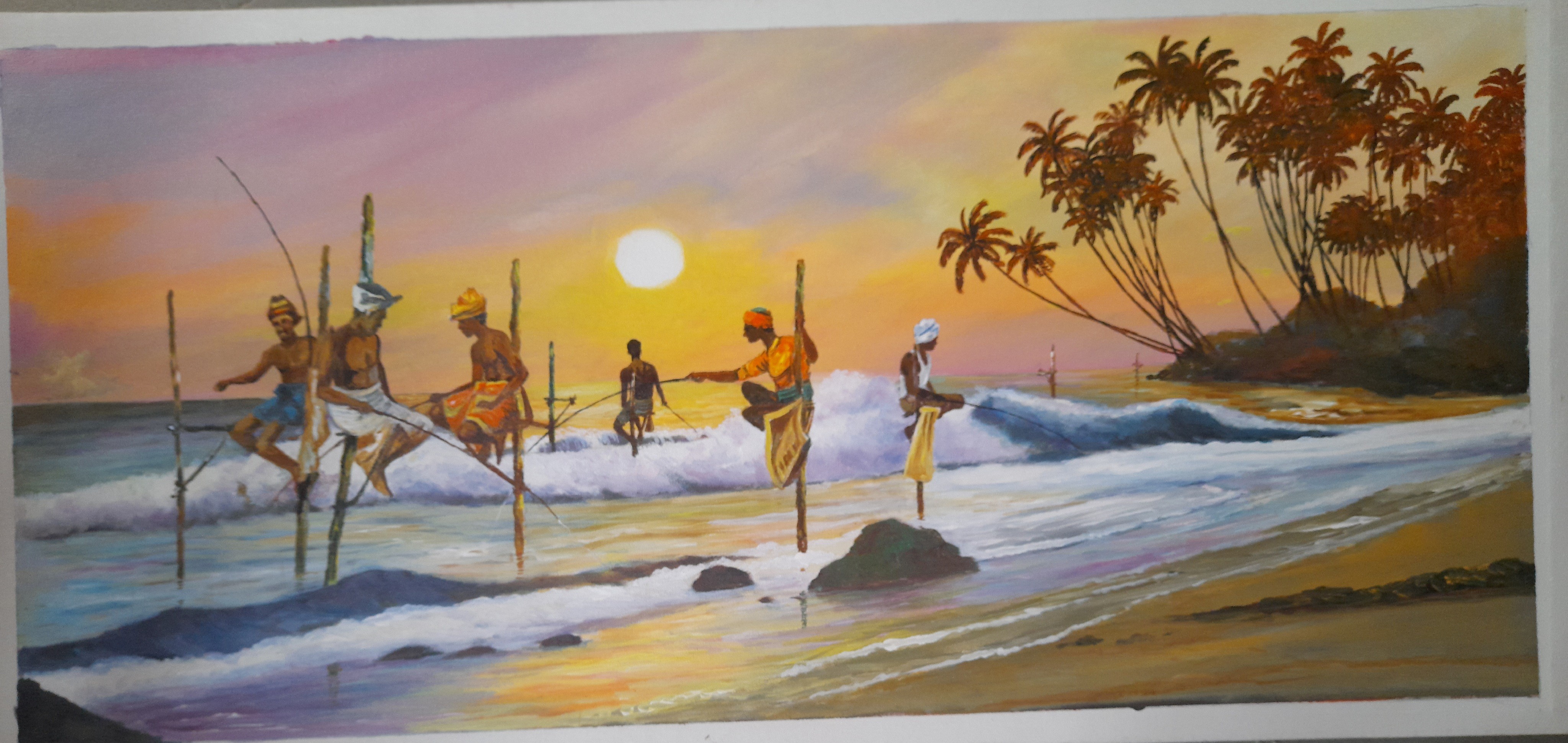 Stilt fishing by Mangala Madanayake