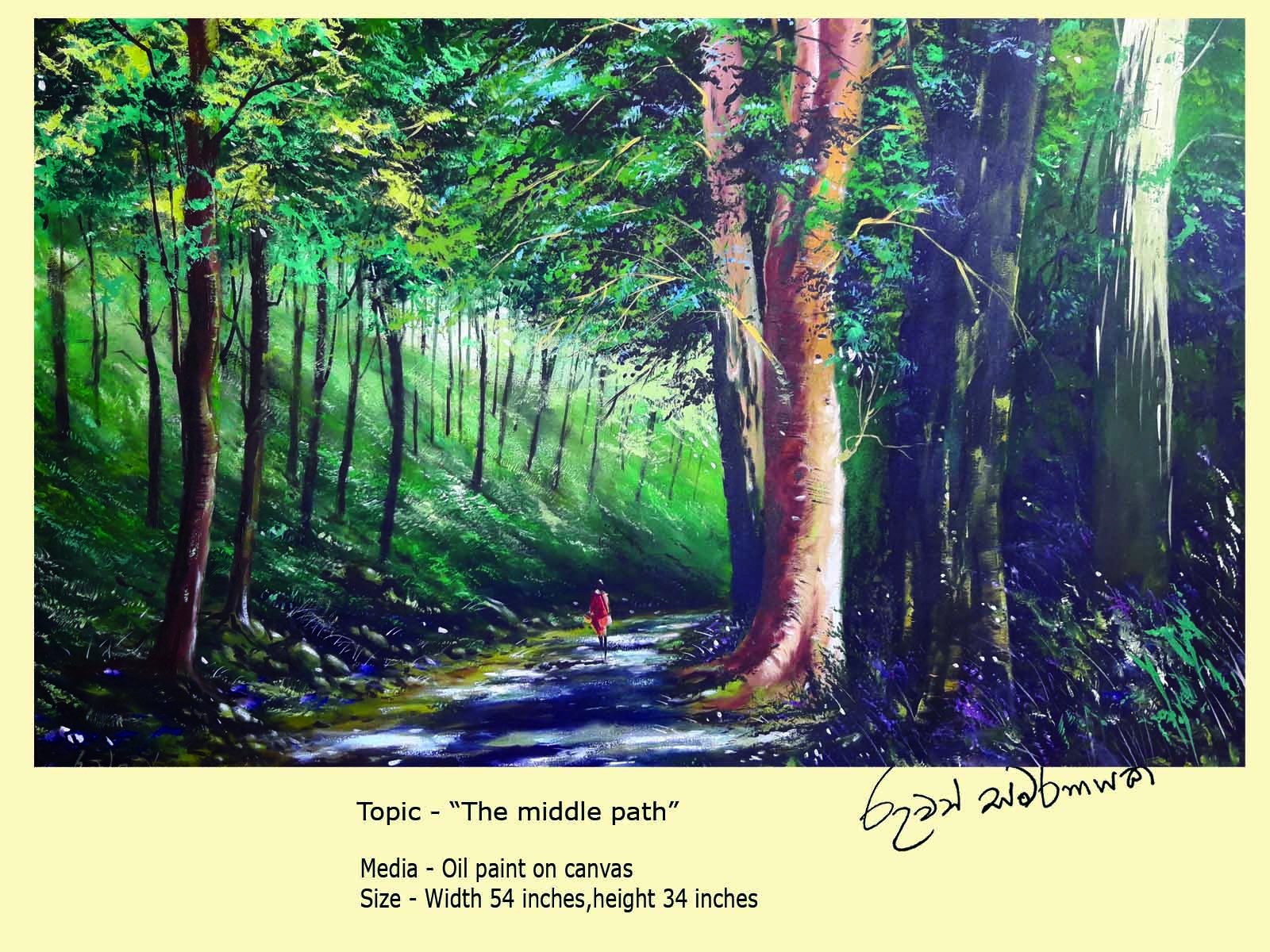 A middle path acrylic paint by Ruwan Chaminda Samaranayake