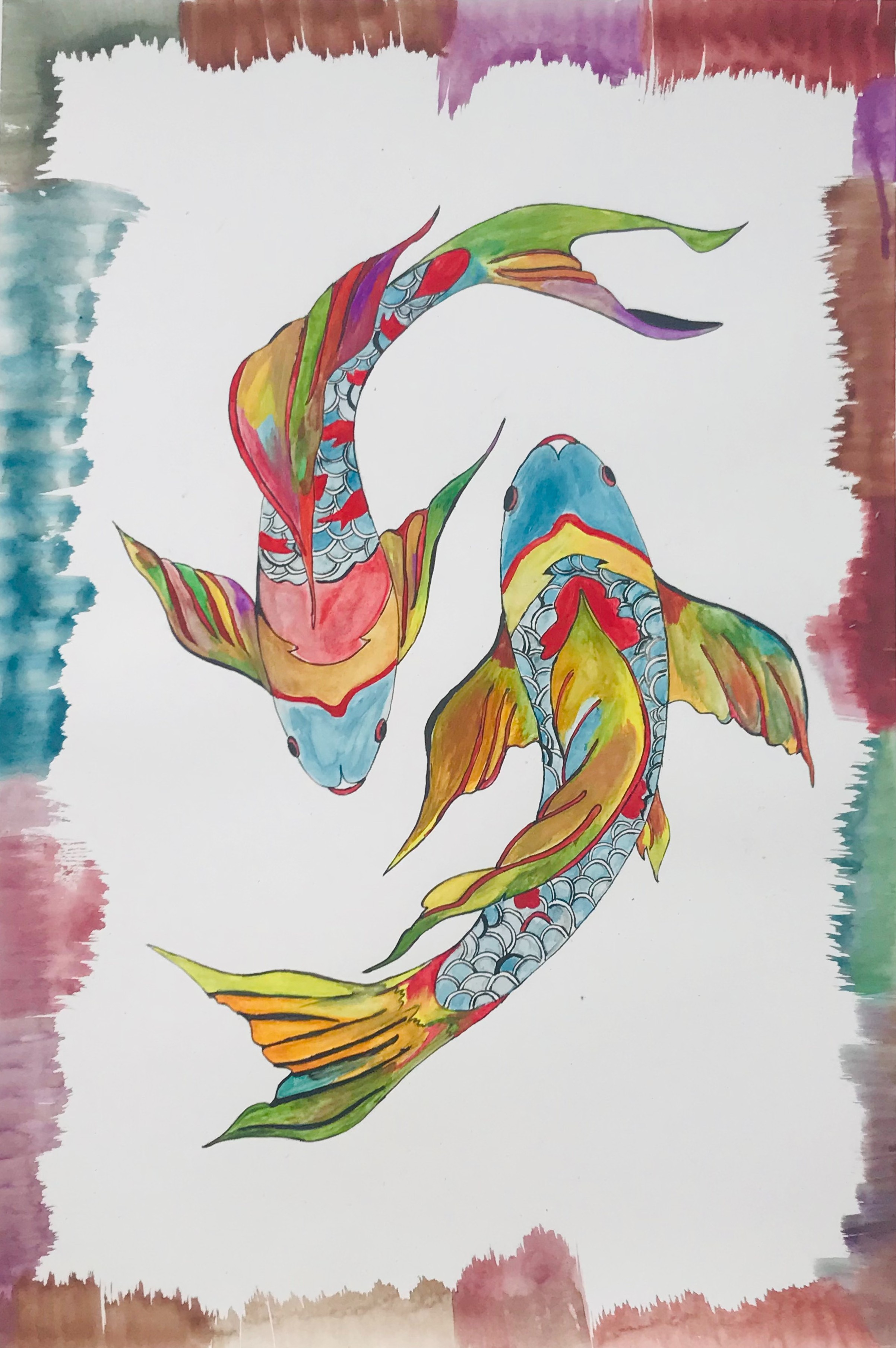 Koi Fish Paint by Avisha Rasminda