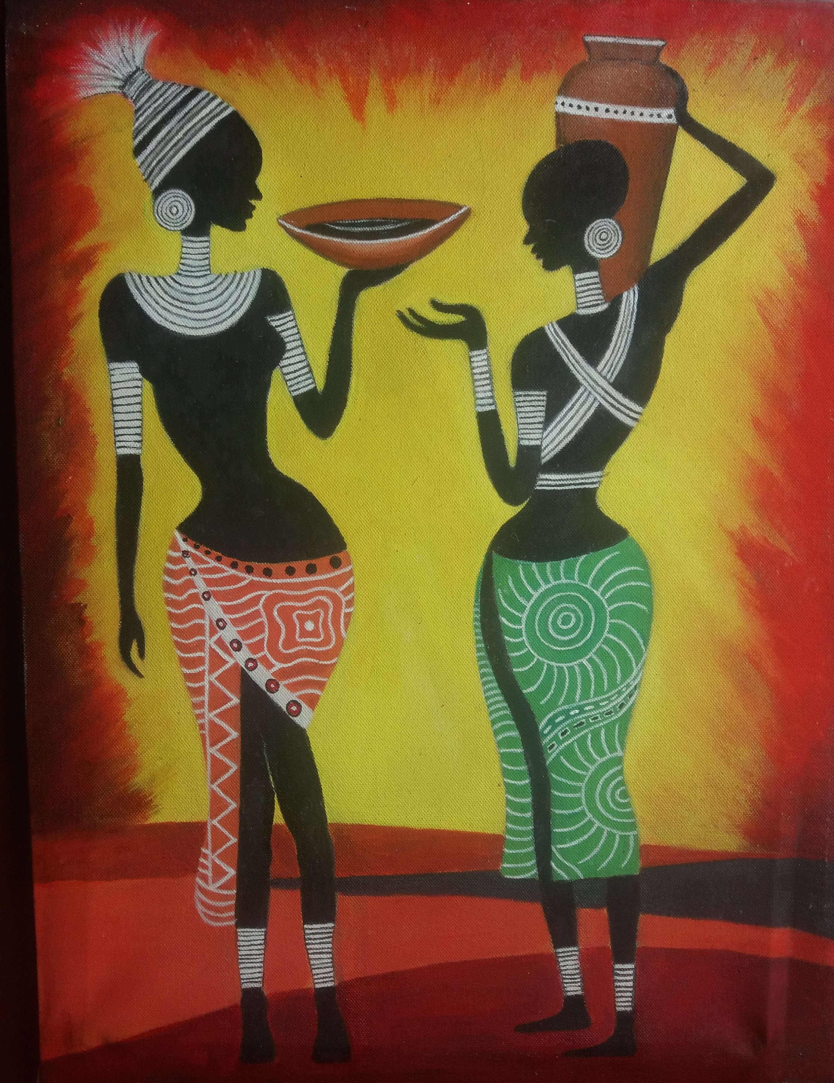 African village women by Nandasena Dalugama
