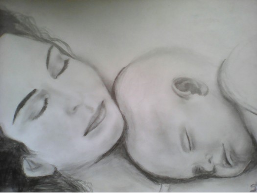 baby with mother by U.M Sandya Dilrukshi