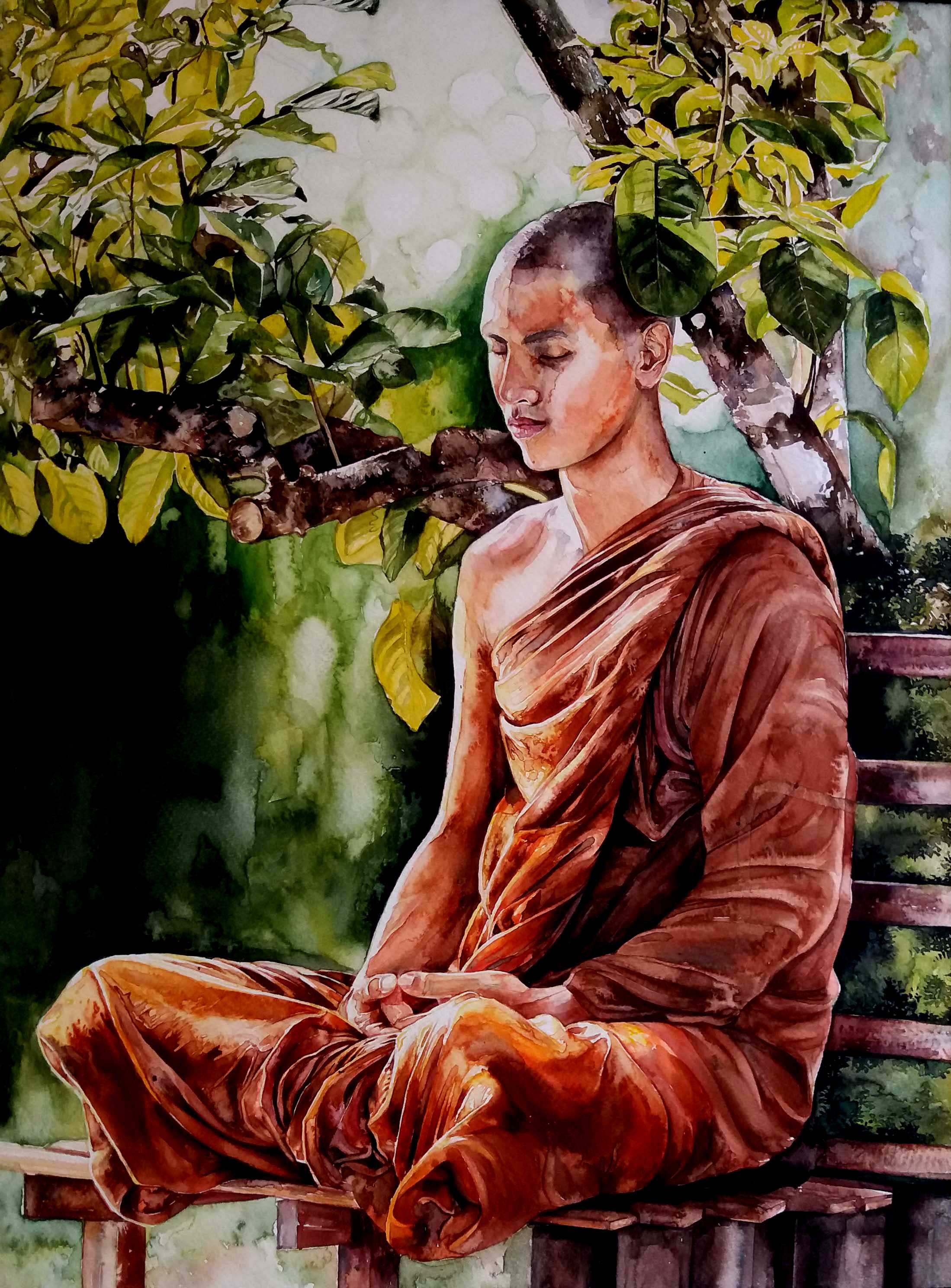 Buddhist monk by Ayoma Wijerathne