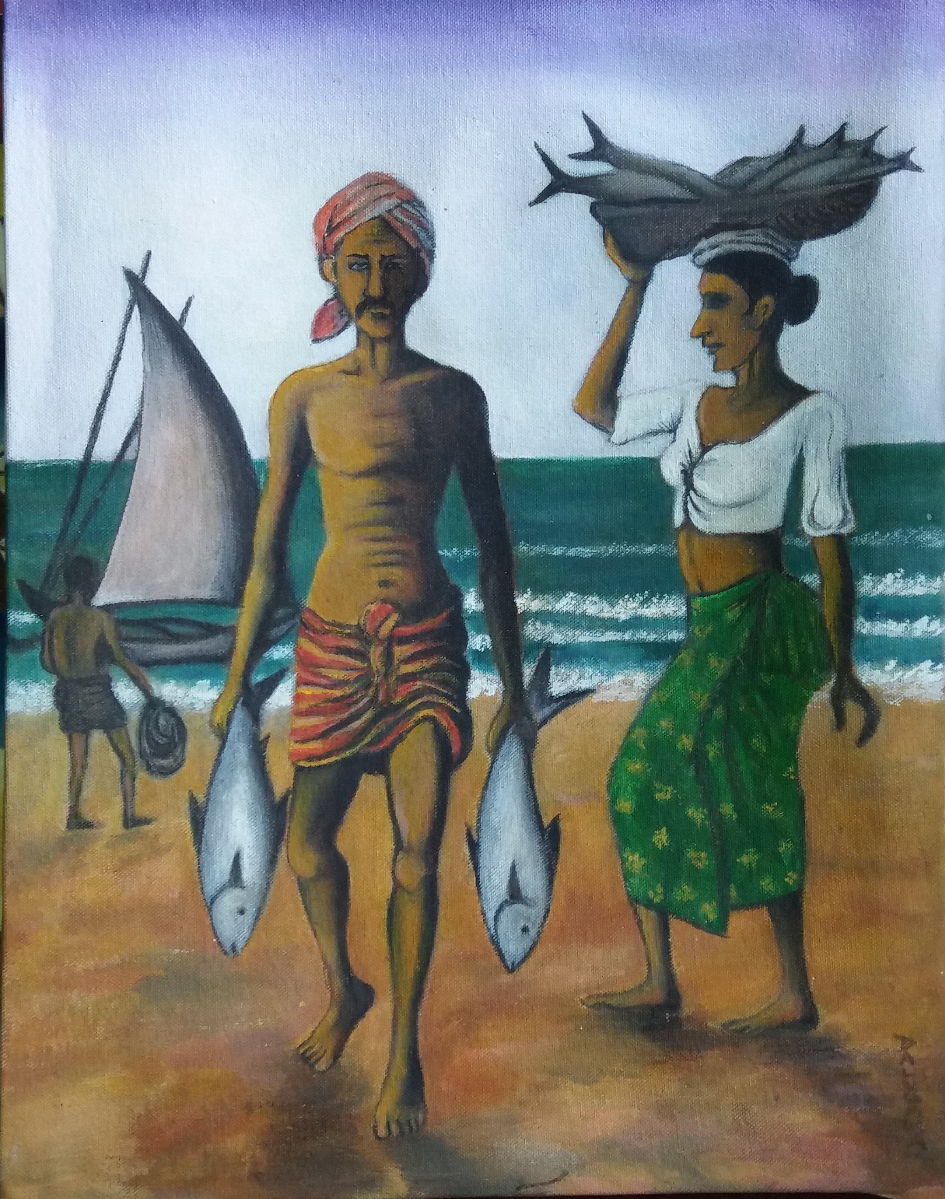Fisher couple by Nandasena Dalugama