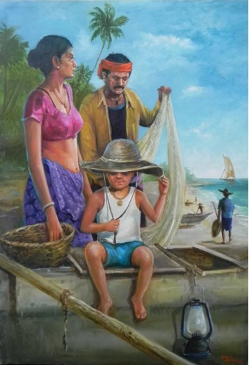 Fishing family by Edwin Batawala