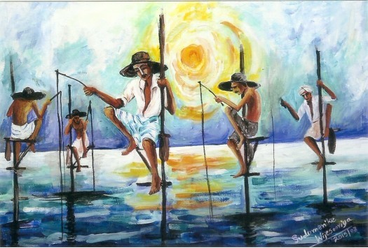 Fishing on the pole by Sudumenike Wijesooriya