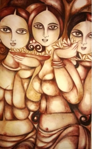 flower with girls by Vishaka Kahawita