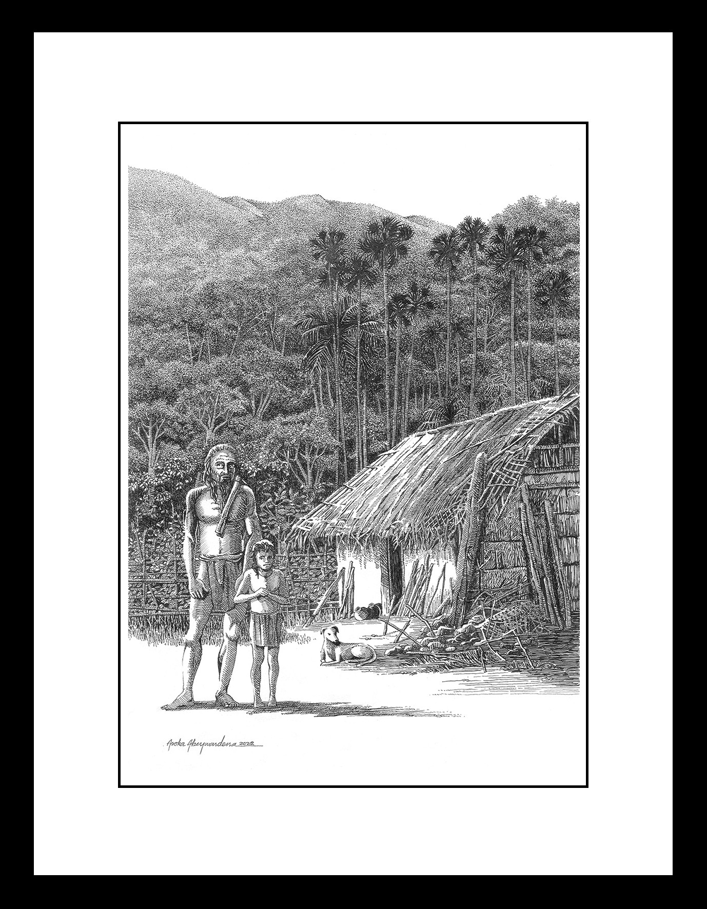 Indigenous man and son by ASOKA ABEYWARDENA