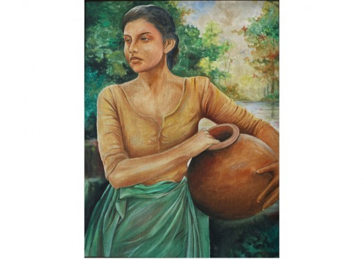 Lady with a clay pot by Nuwan Thenuwara