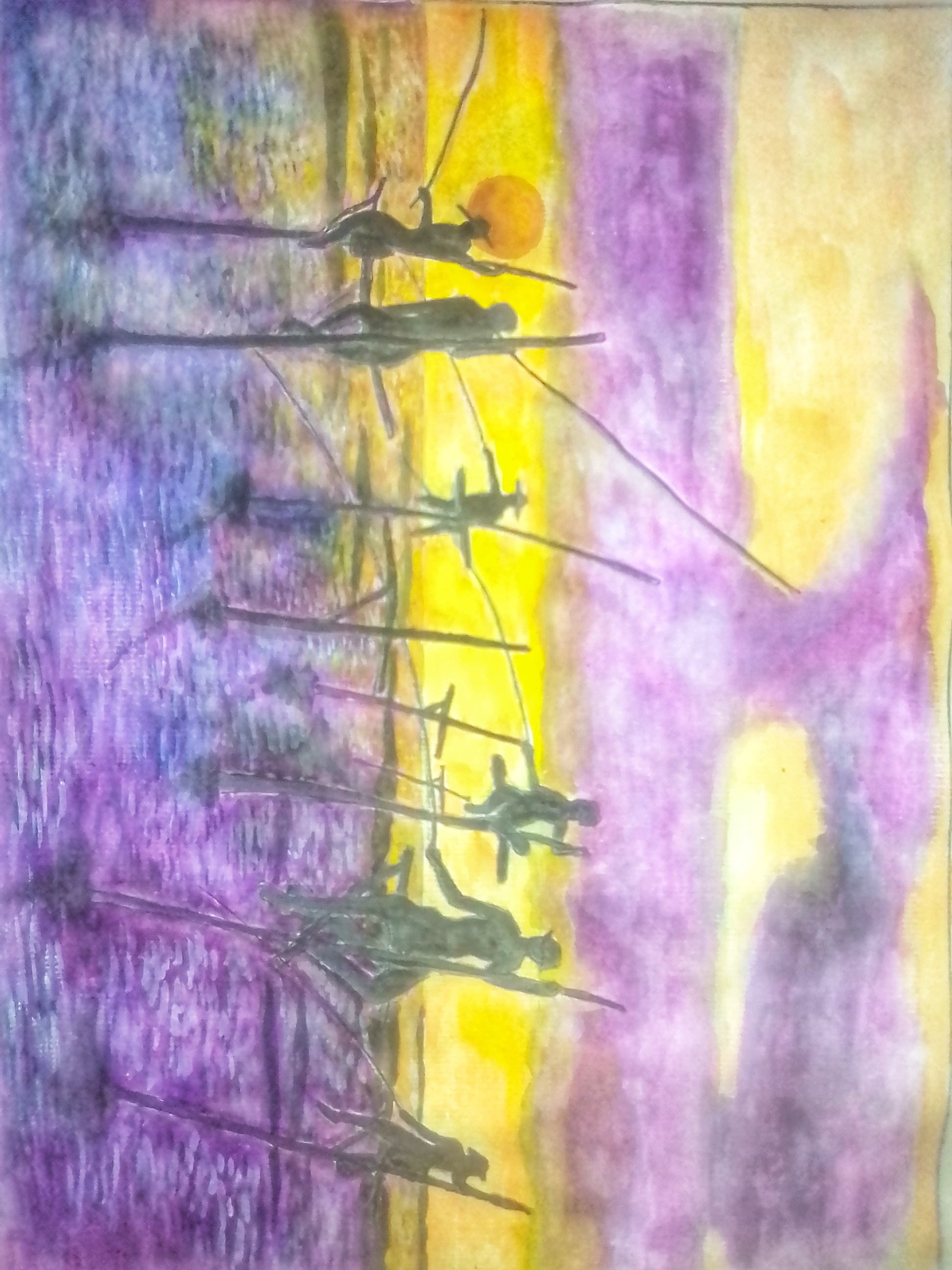 Stilt Fishermen on a Sunset by L.A.R.Harsha De Silva