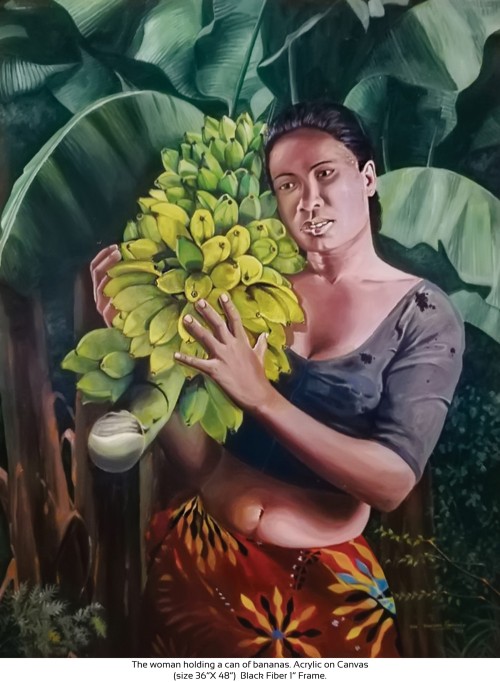 Woman holding a can of banana