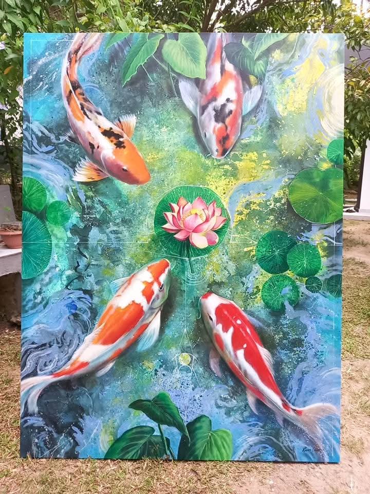 Koi Fish Protecting Their Supreme Lotus