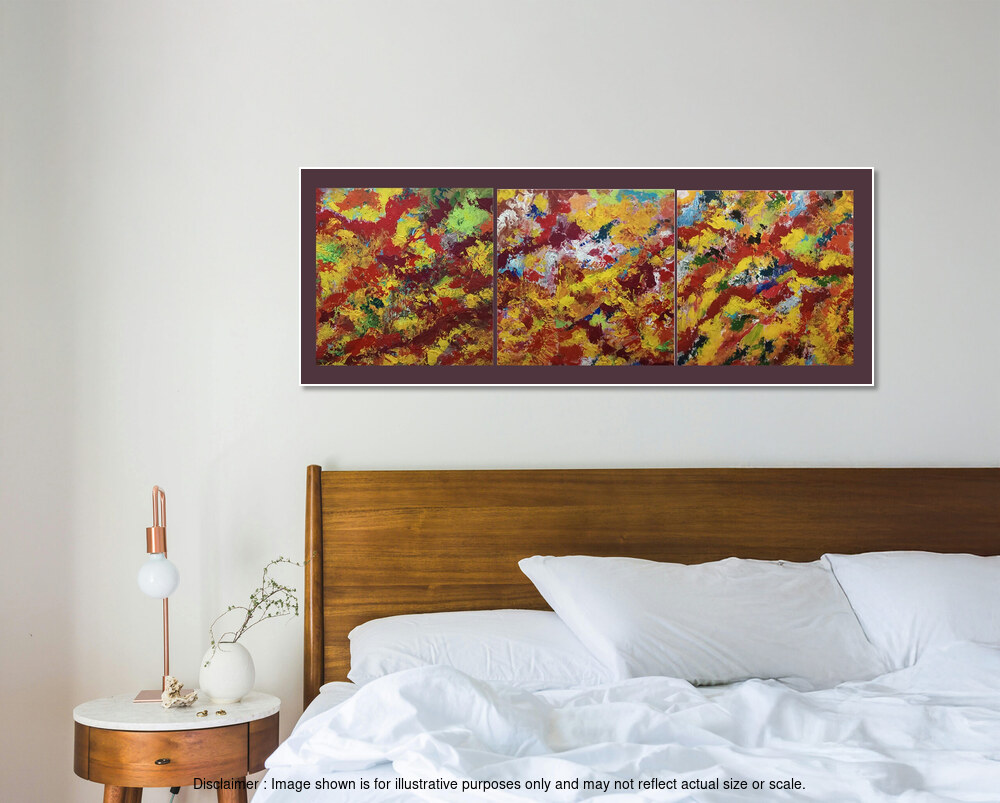 54 by 18 Inch Canvass and Acrylic Painting - ( 3 Piece 18 by 18) Abstract Painting )