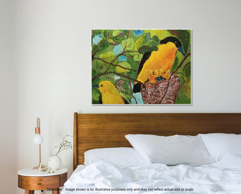 Mother Bird Oriole - Feeding the Baby Birds (Framed)