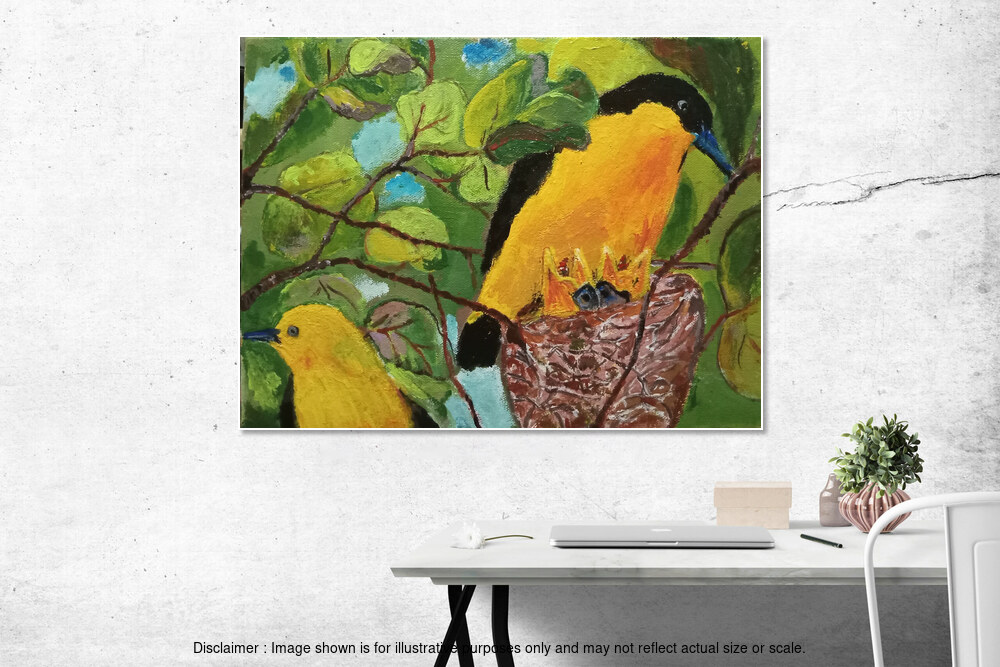 Mother Bird Oriole - Feeding the Baby Birds (Framed)