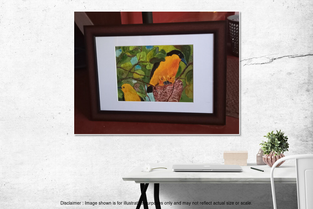 Mother Bird Oriole - Feeding the Baby Birds (Framed)