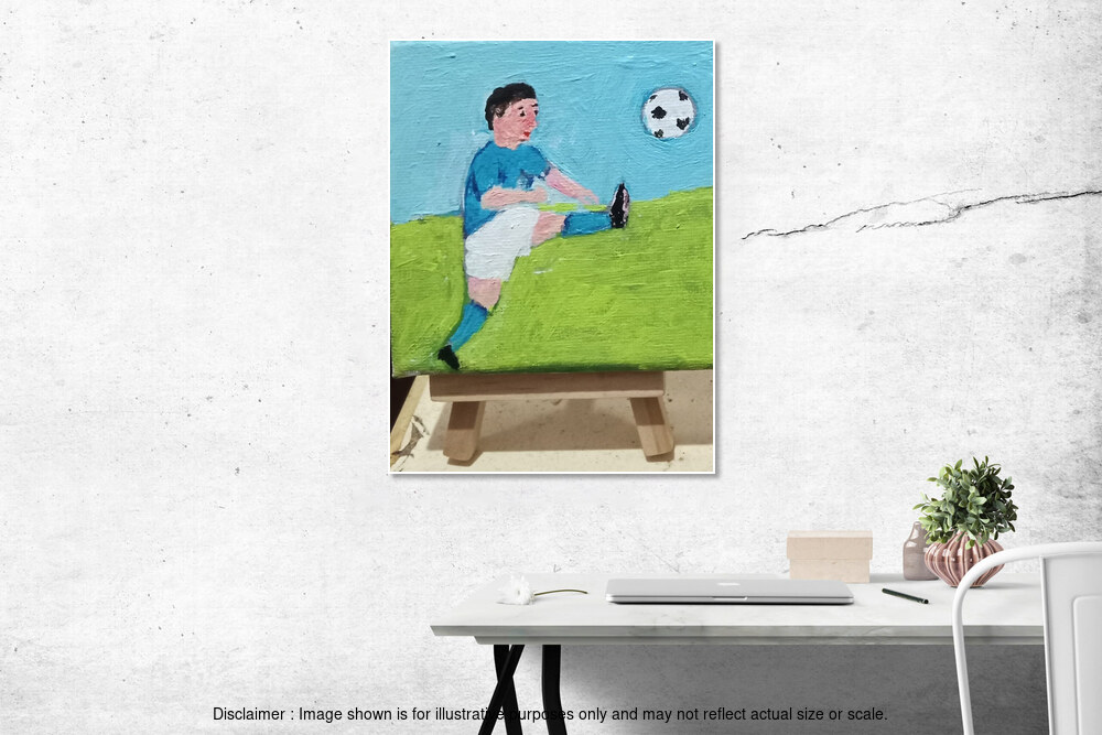 Small Boy who is a Football Player - With stand
