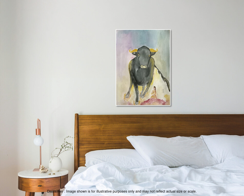 Charging Bull and Calm Praying Lady
