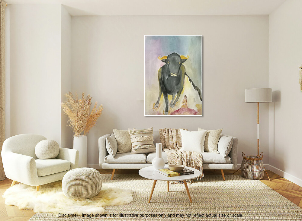 Charging Bull and Calm Praying Lady