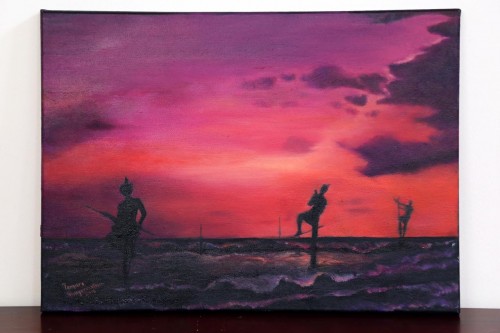 Stilt Fisherman At Sunset