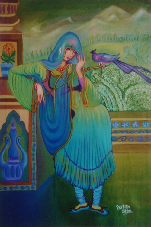 Beautiful Lady With Peacock