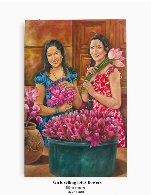Girls Selling Lotus Flowers