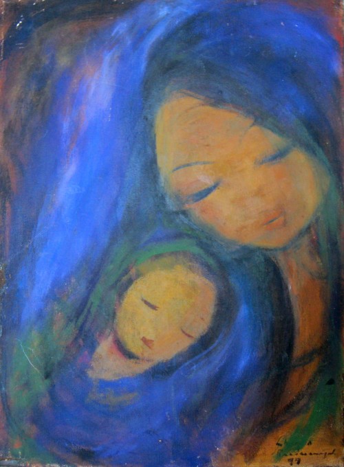 Mother And Child In Blue 1
