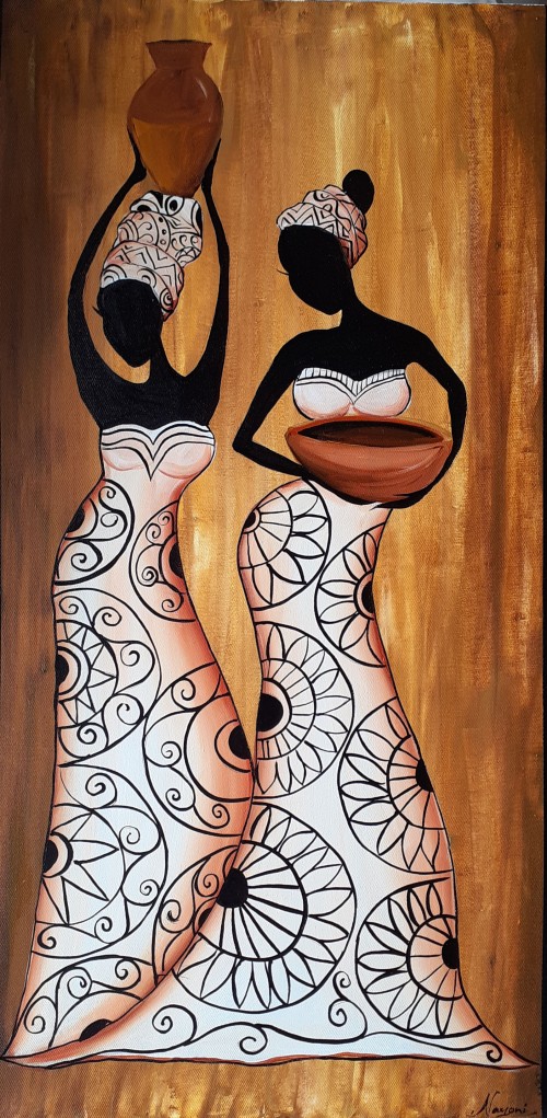Black African Ladies With Pots