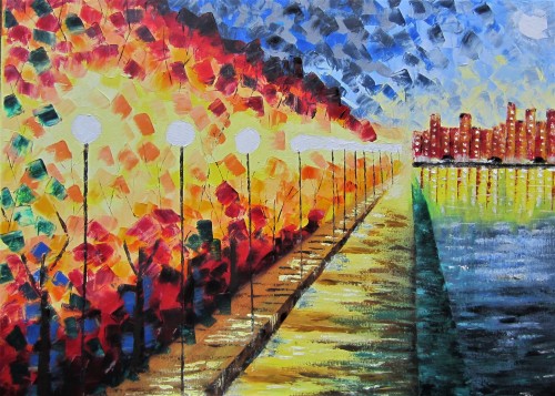 City Path In Night Light