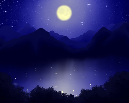 Lanterns On A Moonlit Lake