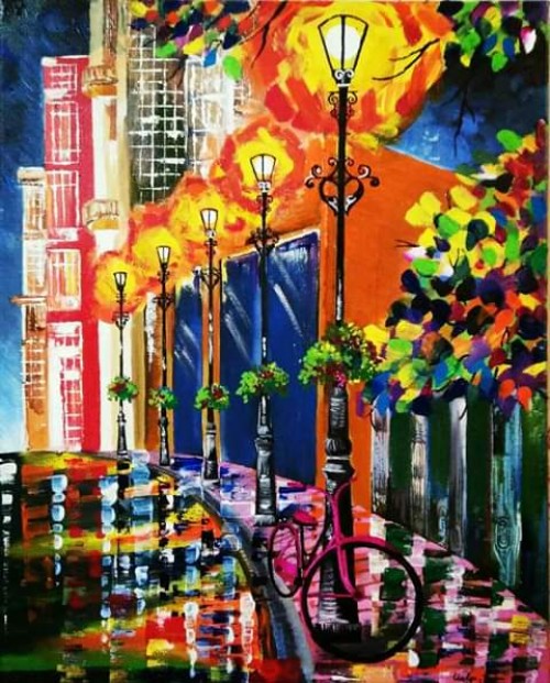 City Street In A Rainy Day