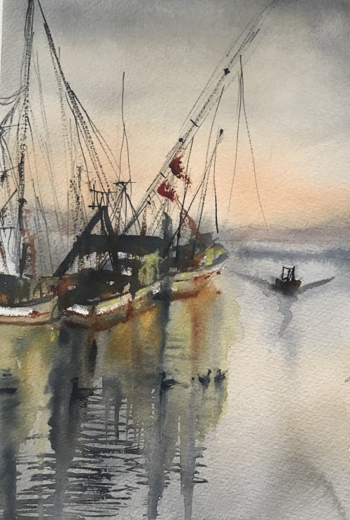 Sunset On A Dockyard