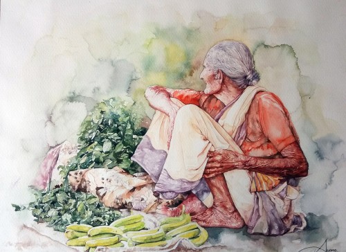 Woman Selling Vegetables
