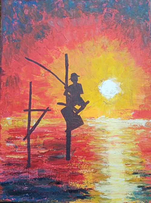 Fisherman At Dusk
